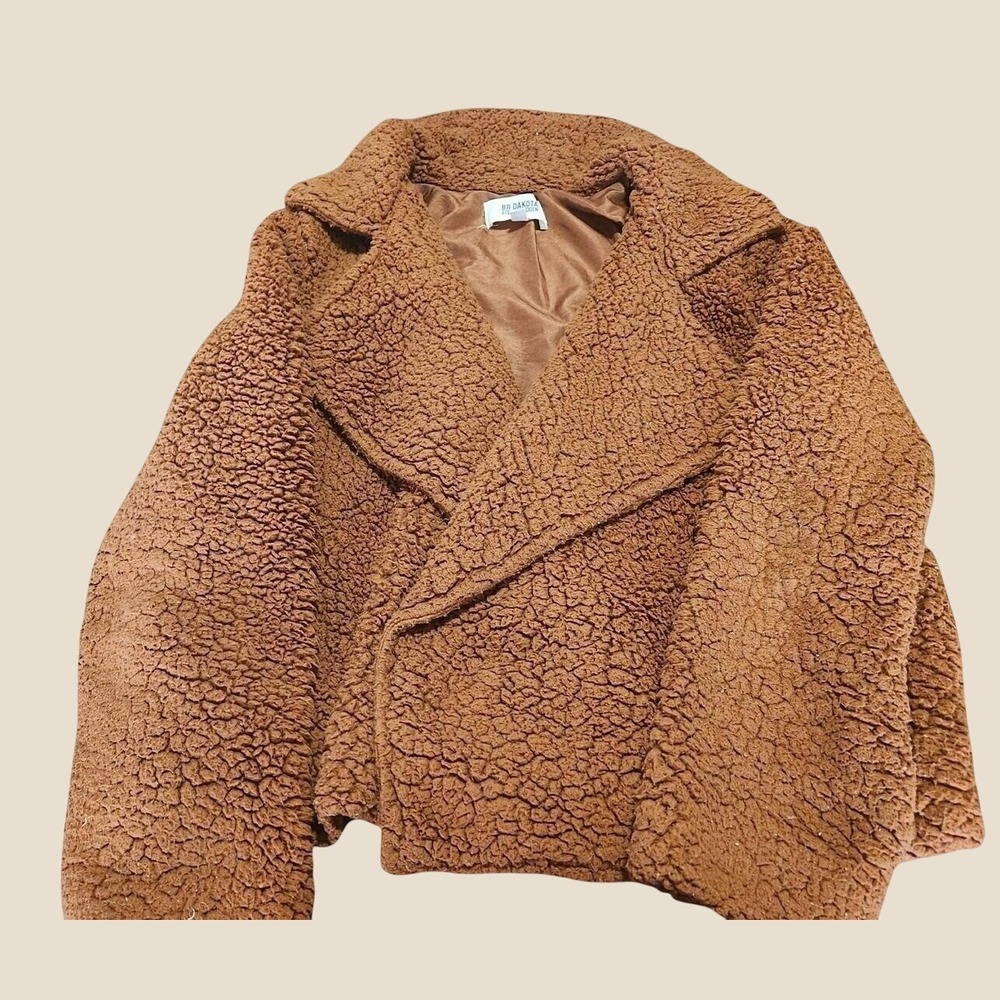 BB Dakota Steve Madden Brown Teddy Fozzie Coat Sherpa Jacket L Cozy Paddington